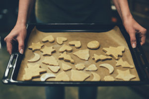 christmas cookies on a cookie sheet