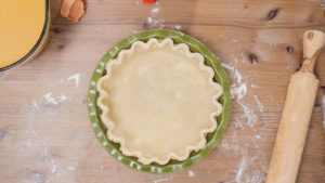 Step by step. Making pie crust from scratch to bake pumpkin pie.