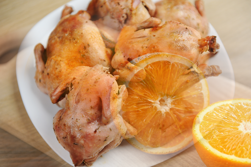 Cornish Hens in Orange–Almond Sauce