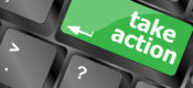 Take action key on a computer keyboard, business concept