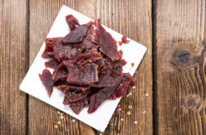 Beef Jerky on wooden table
