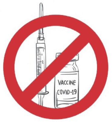 illustration Vaccine Covid-19 syringe red stop symbol