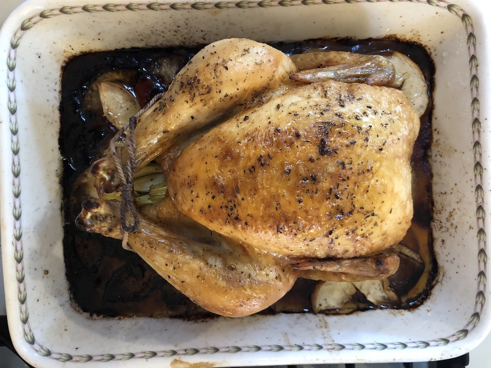 Roast Chicken with Apple Onion Gravy