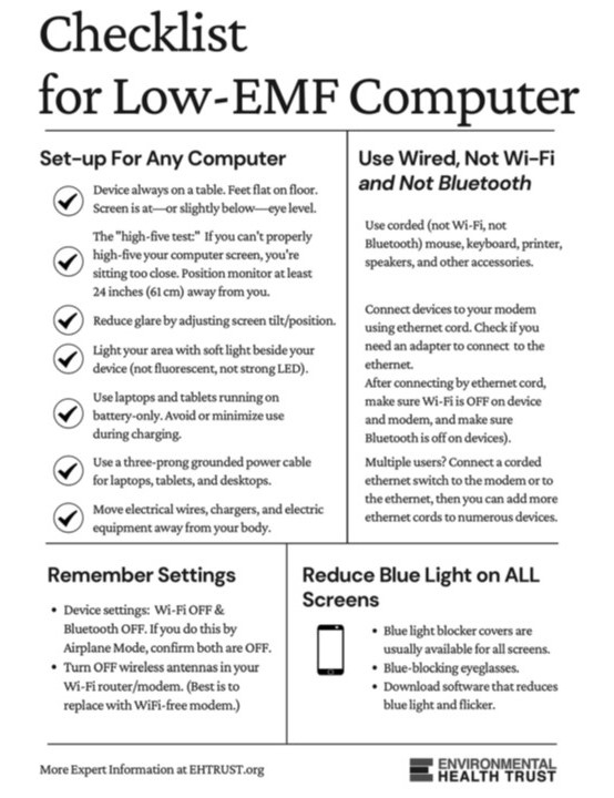 EMF Checklist how to reduce made made radiation exposure