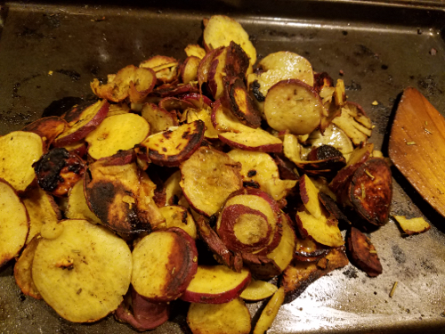 Roasted Curry Sweet Potatoes and Garlic